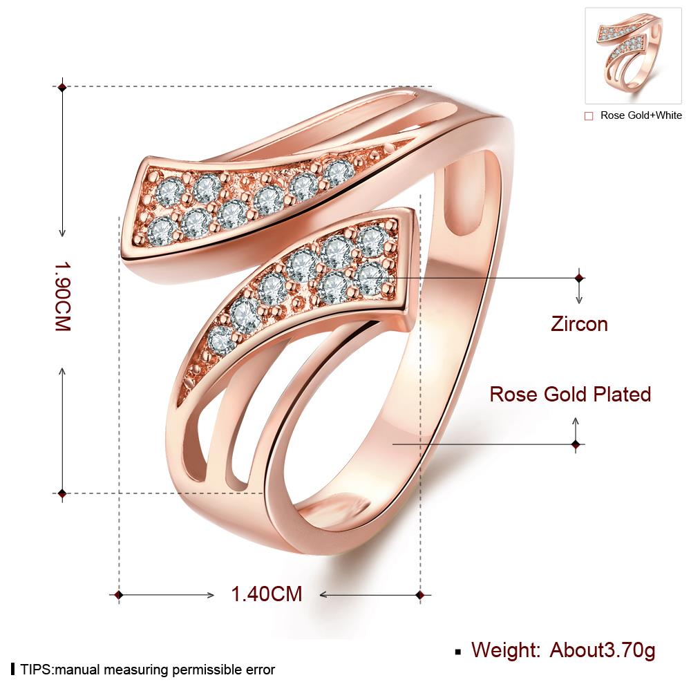 Wholesale Classic Rose Gold Geometric White CZ Ring Fine Hollow Crystal  Rings for Women Vintage Jewelry TGGPR123 0
