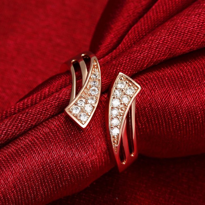 Wholesale Classic Rose Gold Geometric White CZ Ring Fine Hollow Crystal  Rings for Women Vintage Jewelry TGGPR123 3