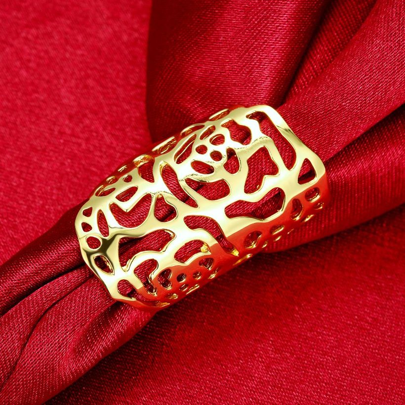 Wholesale Classic 24K Gold Geometric Ring  Hollow Ethnic Wedding Ring Vintage Jewelry TGGPR129 2