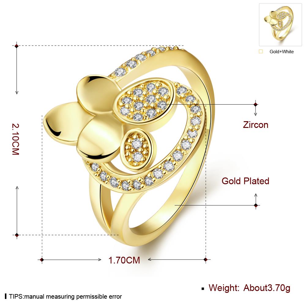 Wholesale Romantic 24K Gold Geometric White CZ Ring Luxury full Diamond Fine Jewelry Wedding Anniversary Party for Girlfriend&Wife Gift TGGPR196 1