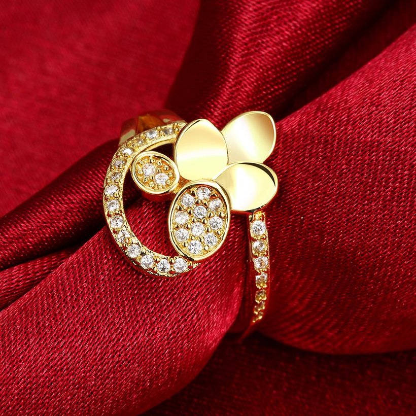 Wholesale Romantic 24K Gold Geometric White CZ Ring Luxury full Diamond Fine Jewelry Wedding Anniversary Party for Girlfriend&Wife Gift TGGPR196 2