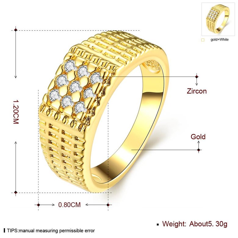 Wholesale Romantic 24K Gold Geometric White CZ Ring Luxury Full Diamond Fine Jewelry Wedding Anniversary Party for Girlfriend&Wife Gift TGGPR150 0