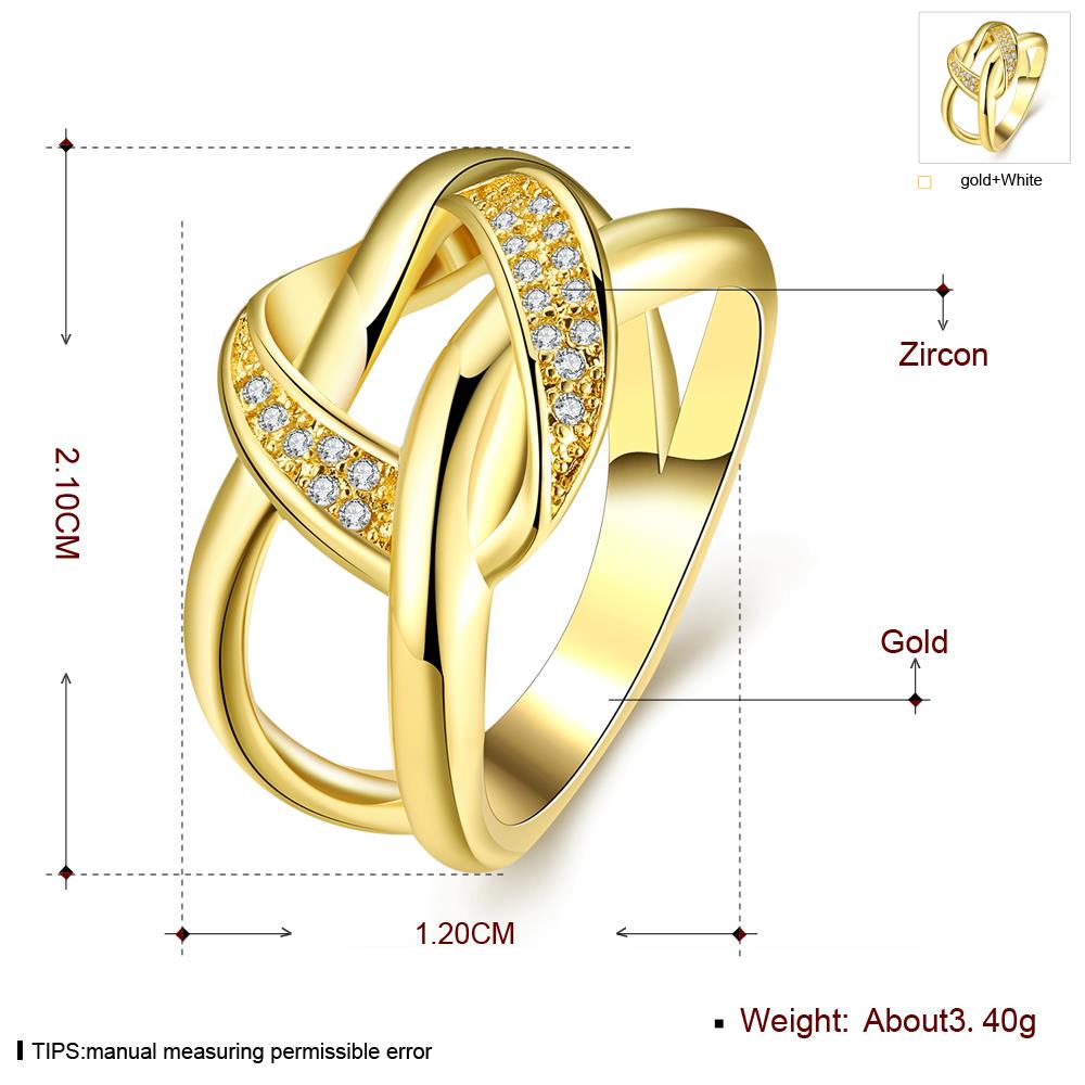 Wholesale New design creative diamond Romantic 24K Gold Geometric White CZ Ring TGGPR161 1