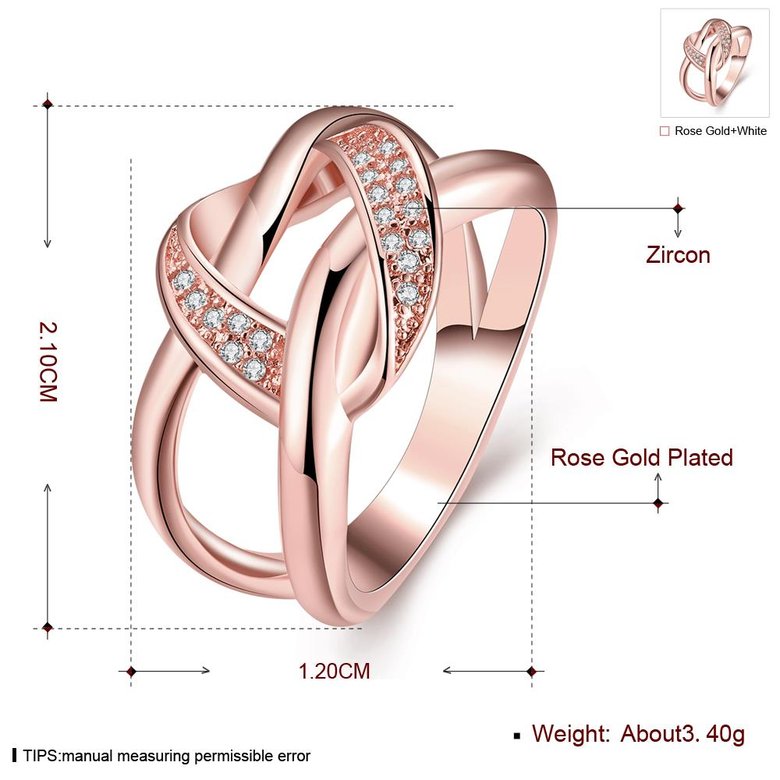 Wholesale New design creative diamond Romantic Rose Gold Geometric White CZ Ring TGGPR166 0