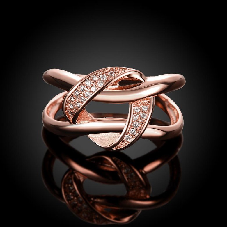 Wholesale New design creative diamond Romantic Rose Gold Geometric White CZ Ring TGGPR166 1