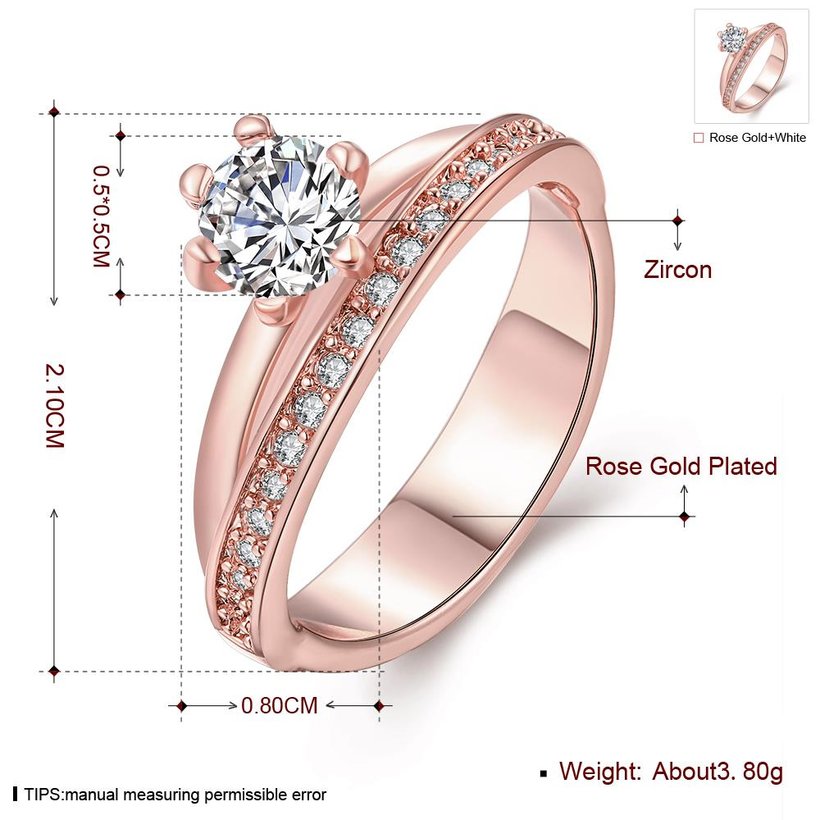 Wholesale New design creative diamond Romantic Rose Gold Round White CZ Ring TGGPR178 0