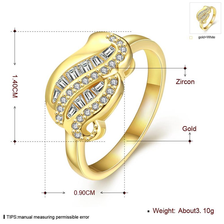 Wholesale Romantic 24K Gold Geometric White CZ Ring Luxury Diamond Fine Jewelry Wedding Anniversary Party for Girlfriend&Wife Gift TGGPR184 0