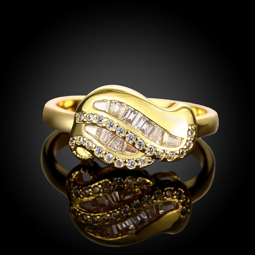 Wholesale Romantic 24K Gold Geometric White CZ Ring Luxury Diamond Fine Jewelry Wedding Anniversary Party for Girlfriend&Wife Gift TGGPR184 1