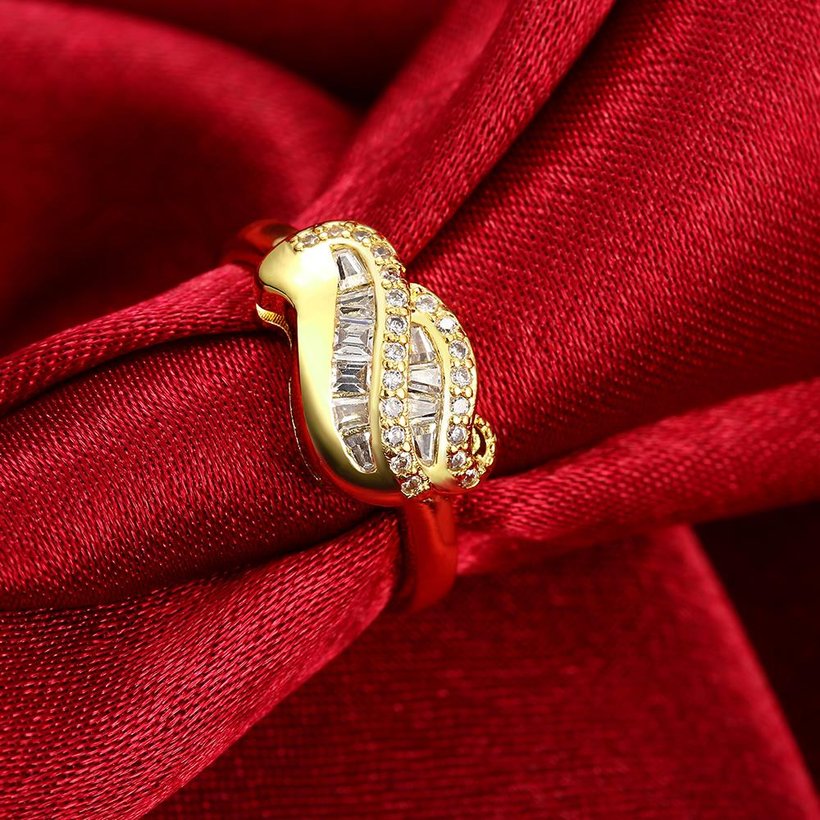 Wholesale Romantic 24K Gold Geometric White CZ Ring Luxury Diamond Fine Jewelry Wedding Anniversary Party for Girlfriend&Wife Gift TGGPR184 2