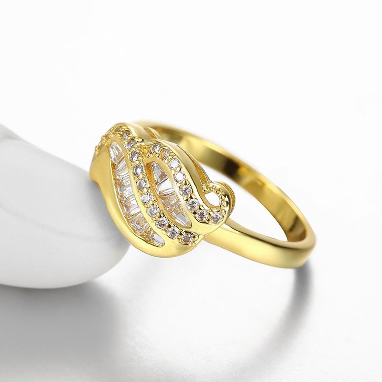 Wholesale Romantic 24K Gold Geometric White CZ Ring Luxury Diamond Fine Jewelry Wedding Anniversary Party for Girlfriend&Wife Gift TGGPR184 3