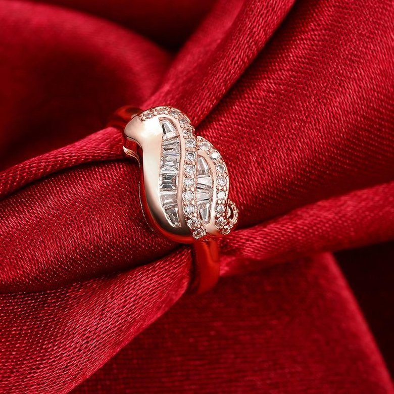 Wholesale Romantic rose Gold Geometric White CZ Ring Luxury full Diamond Fine Jewelry Wedding Anniversary Party for Girlfriend&Wife Gift TGGPR190 3