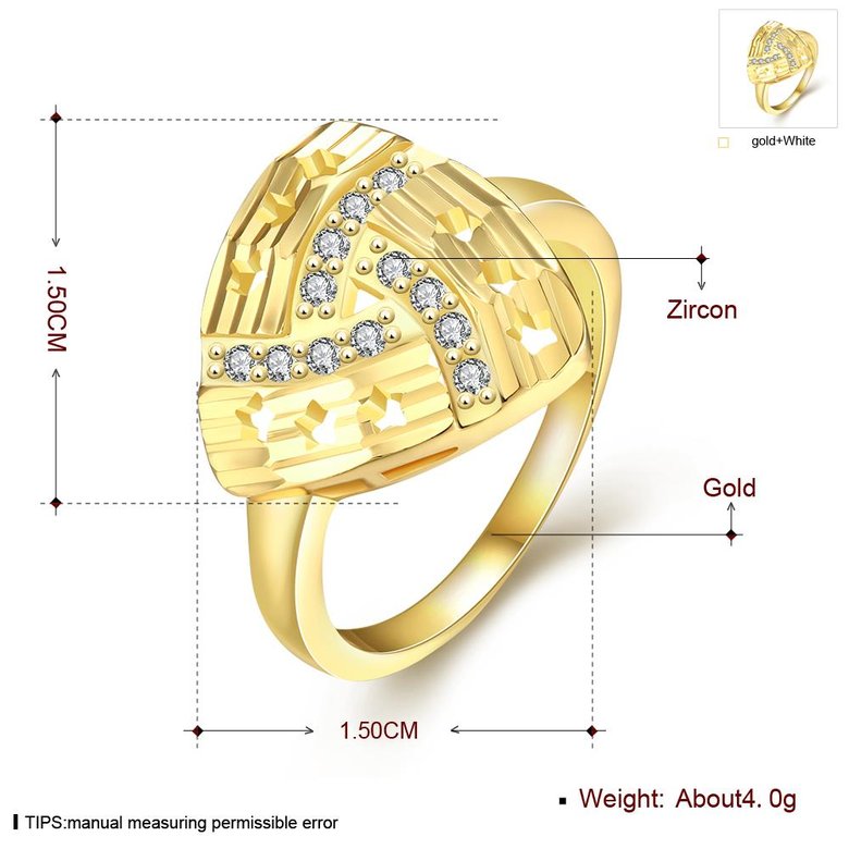 Wholesale Romantic 24K Gold Geometric White CZ Ring creative Diamond Fine Jewelry Wedding Anniversary Party for Girlfriend&Wife Gift TGGPR197 0