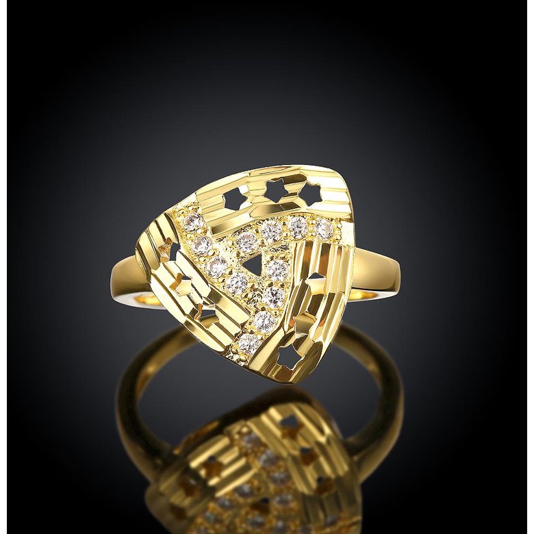 Wholesale Romantic 24K Gold Geometric White CZ Ring creative Diamond Fine Jewelry Wedding Anniversary Party for Girlfriend&Wife Gift TGGPR197 1