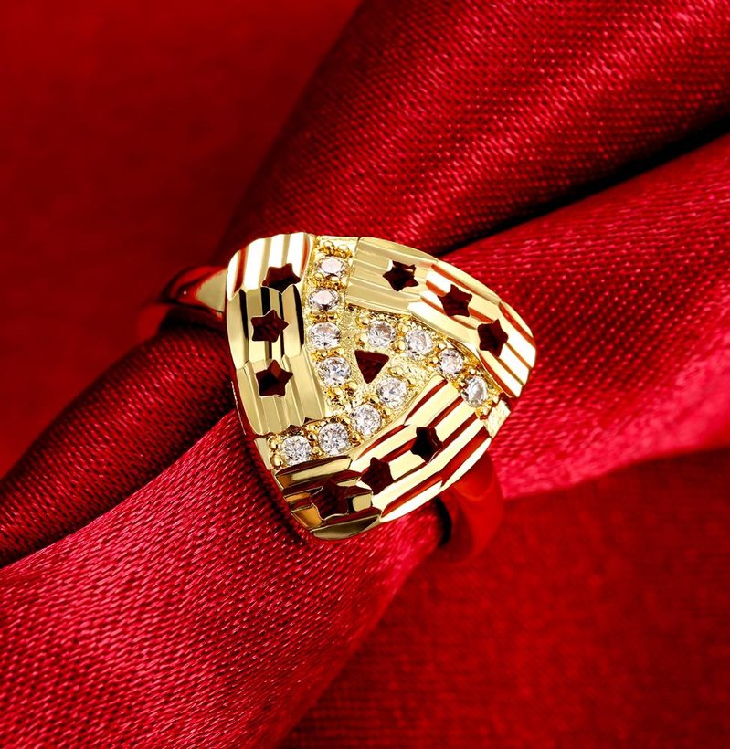 Wholesale Romantic 24K Gold Geometric White CZ Ring creative Diamond Fine Jewelry Wedding Anniversary Party for Girlfriend&Wife Gift TGGPR197 2