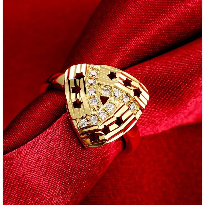 Wholesale Romantic 24K Gold Geometric White CZ Ring creative Diamond Fine Jewelry Wedding Anniversary Party for Girlfriend&Wife Gift TGGPR197 2