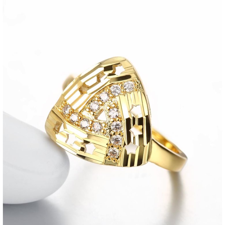 Wholesale Romantic 24K Gold Geometric White CZ Ring creative Diamond Fine Jewelry Wedding Anniversary Party for Girlfriend&Wife Gift TGGPR197 3