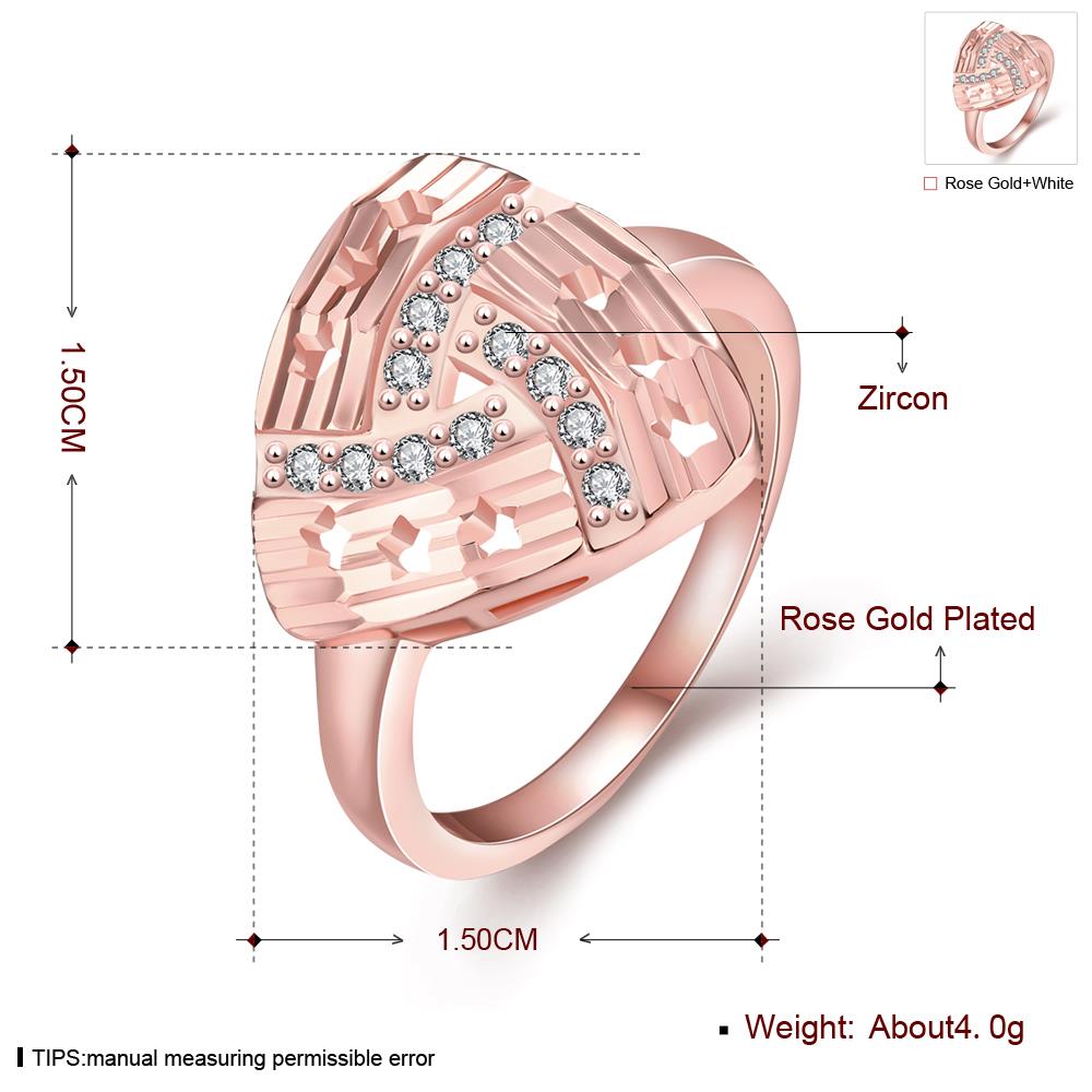 Wholesale Romantic rose  Gold Geometric White CZ Ring creative Diamond Fine Jewelry Wedding Anniversary Party for Girlfriend&Wife Gift TGGPR203 0