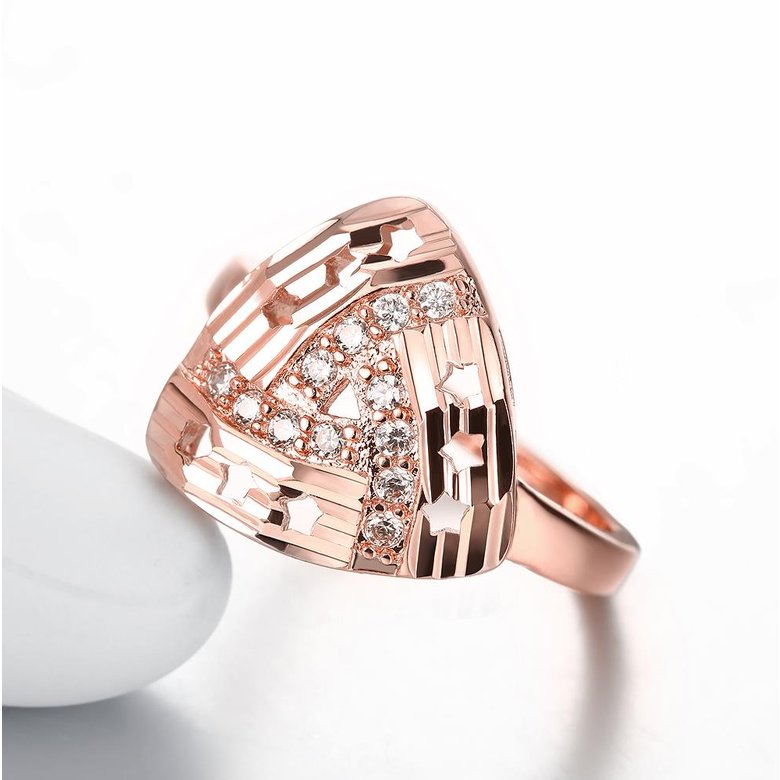 Wholesale Romantic rose  Gold Geometric White CZ Ring creative Diamond Fine Jewelry Wedding Anniversary Party for Girlfriend&Wife Gift TGGPR203 3