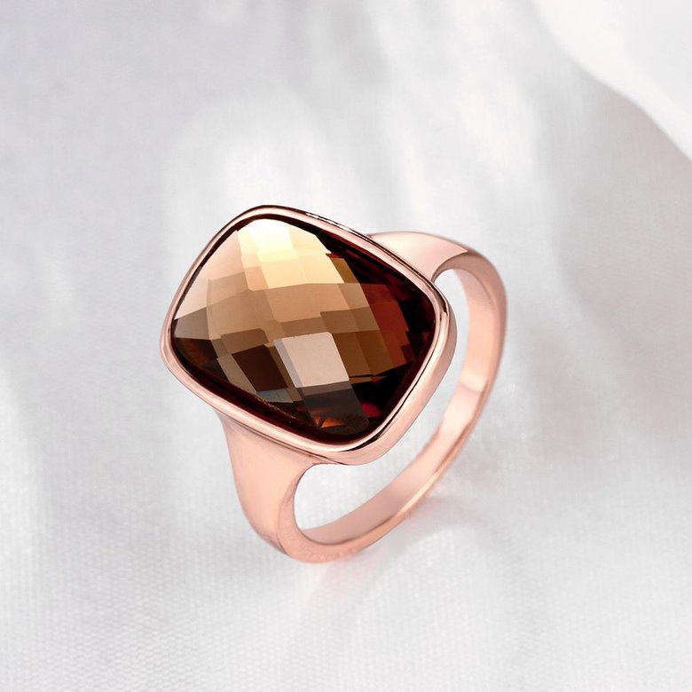 Wholesale Square Crystal Rings Champagne Rose Gold Color Cubic Zirconia Wedding Party Jewelry for Women Gift Drop shipping TGGPR017 2