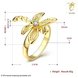 Wholesale Trendy 24K Gold Romantic Beautiful Lovely Dragonfly Insect  White CZ Ring TGGPR020 0 small