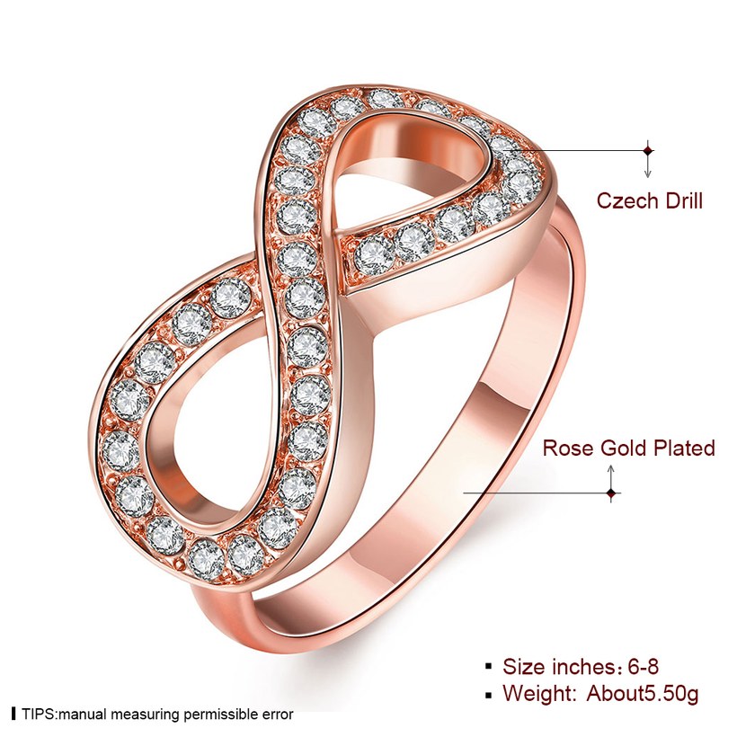 Wholesale Hot sale Jewelry Infinity 8 Symbol Trendy Titanium Geometric White Crystal Ring TGGPR135 0