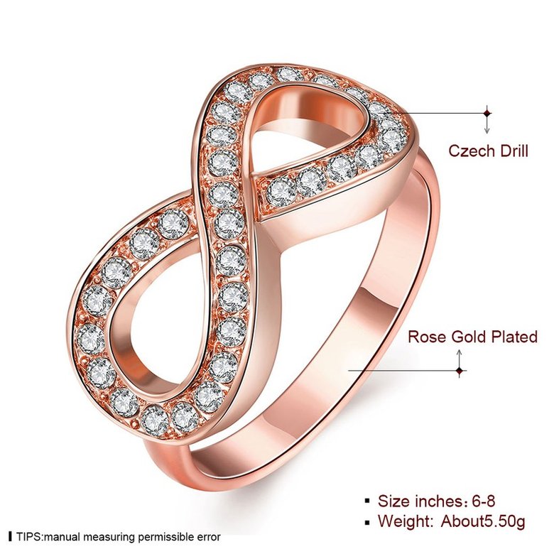 Wholesale Hot sale Jewelry Infinity 8 Symbol Trendy Titanium Geometric White Crystal Ring TGGPR135 0