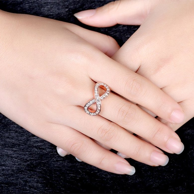 Wholesale Hot sale Jewelry Infinity 8 Symbol Trendy Titanium Geometric White Crystal Ring TGGPR135 4