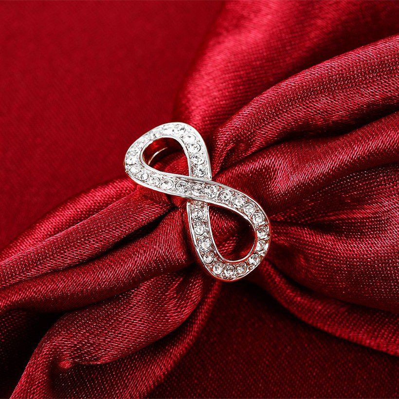 Wholesale Hot sale Jewelry Infinity 8 Symbol Trendy Imitation Rhodium Geometric White Crystal Ring TGGPR140 3