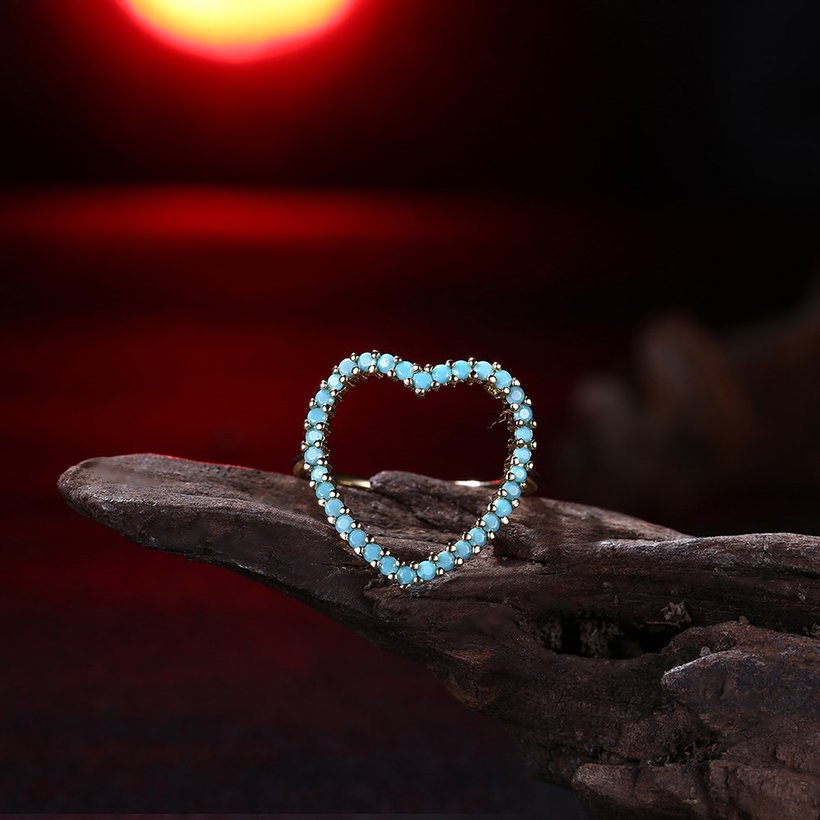 Wholesale Fashion vintage heart shape High Quality Natural Turquoise Rings for Women Trendy Jewelry Gifts TGNSR030 3