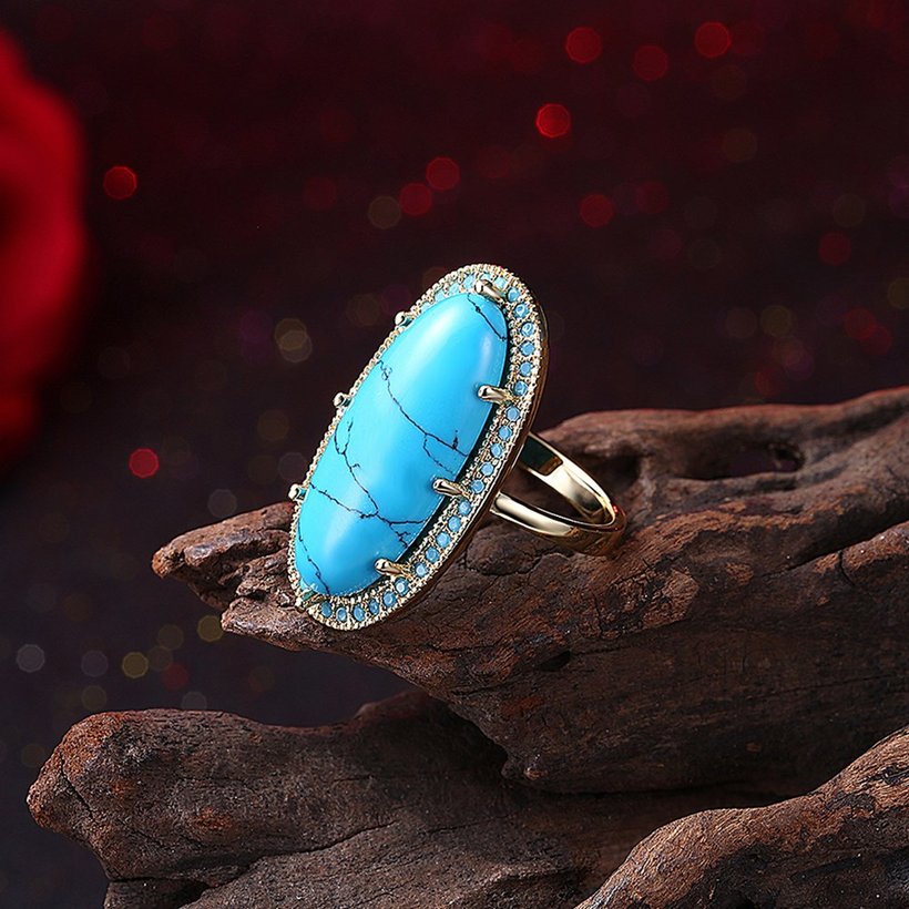 Wholesale jewelry from China Charms Natural Turquoise Rings 18K gold Women's Vintage Anniversary Party Gifts TGNSR032 1
