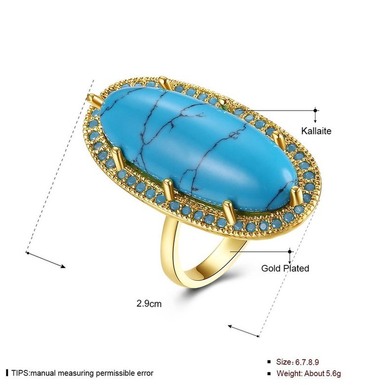 Wholesale jewelry from China Charms Natural Turquoise Rings 18K gold Women's Vintage Anniversary Party Gifts TGNSR032 4