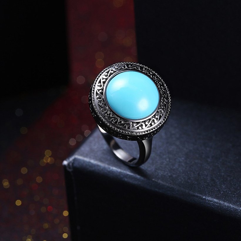 Wholesale Elegant Simple Oval Turquoise Rings for Women Girls Fine Jewelry Anniversary Engagement Party Gift TGNSR036 2