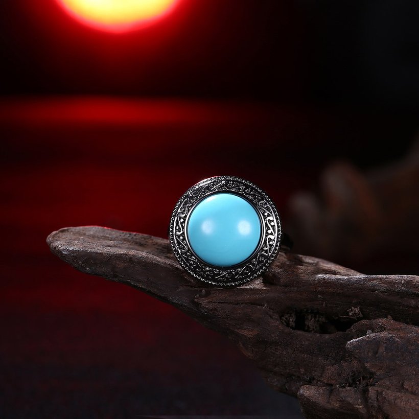 Wholesale Elegant Simple Oval Turquoise Rings for Women Girls Fine Jewelry Anniversary Engagement Party Gift TGNSR036 3