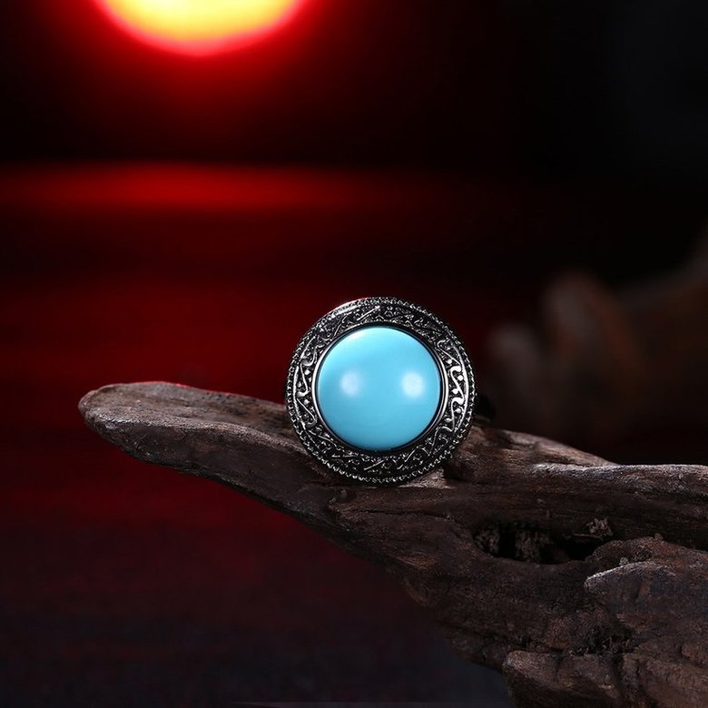 Wholesale Elegant Simple Oval Turquoise Rings for Women Girls Fine Jewelry Anniversary Engagement Party Gift TGNSR036 3