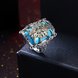 Wholesale Trendy luxury  Bohemian square Natural Stone Kallaite Ring spider silver color for Women Vintage Jewelry for Anniversary Wedding TGNSR040 2 small