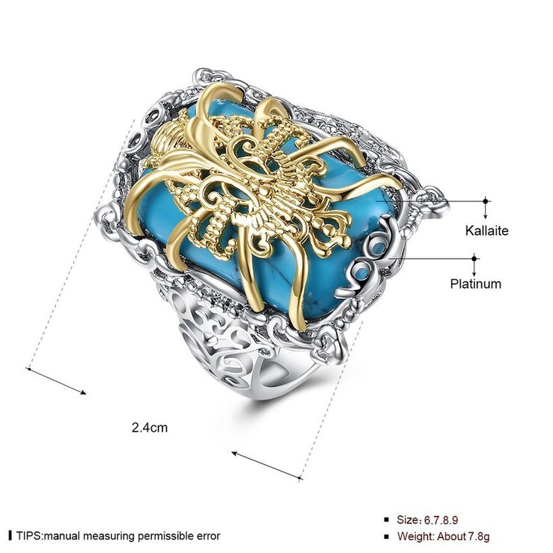 Wholesale Trendy luxury  Bohemian square Natural Stone Kallaite Ring spider silver color for Women Vintage Jewelry for Anniversary Wedding TGNSR040 4