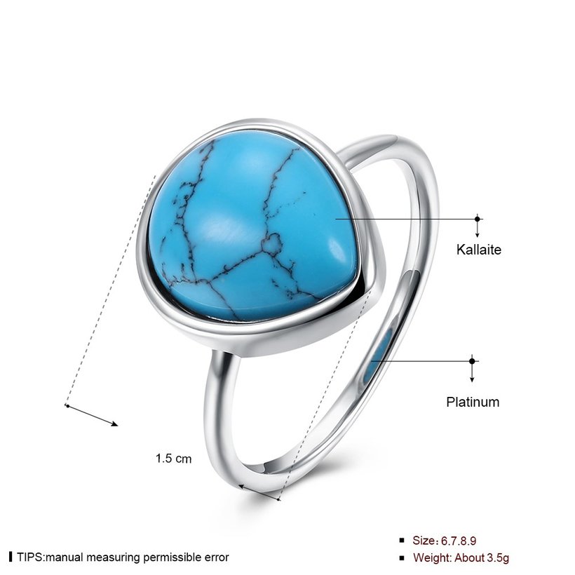 Wholesale Elegant Simple water drop Turquoise Rings for Women Girls Silver color Fine Jewelry Anniversary Engagement Party Gift TGNSR005 3