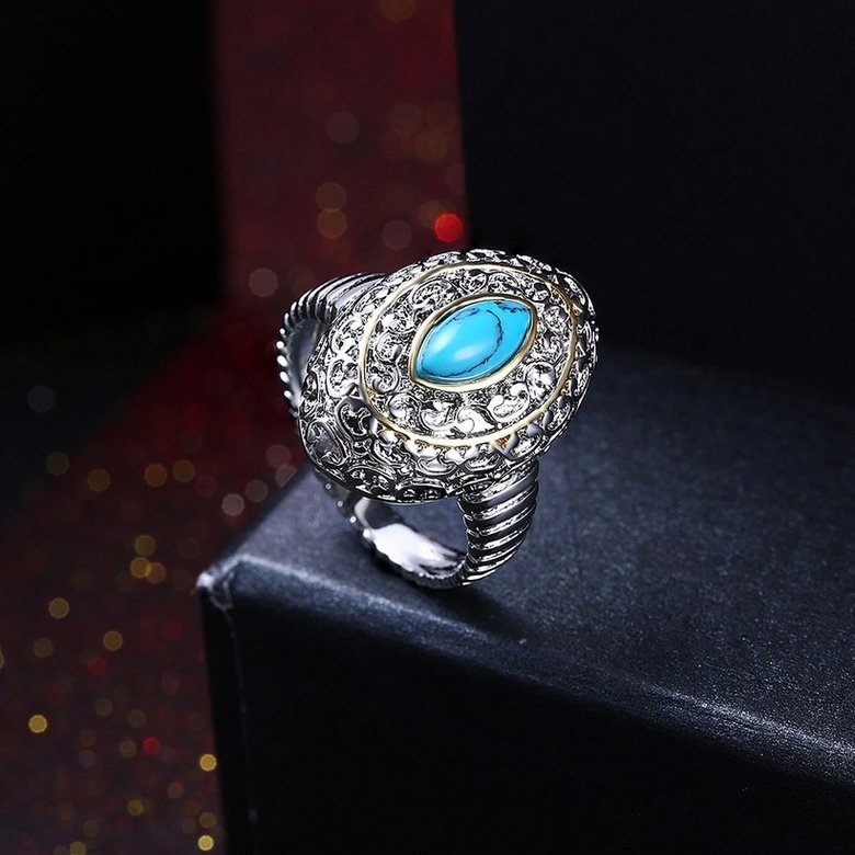 Wholesale Trendy luxury  Bohemian oval Natural Stone Kallaite Ring Silver Rings for Women Vintage Jewelry for Anniversary Wedding  TGNSR007 1