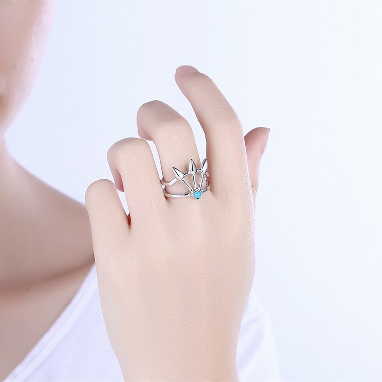 Wholesale Unique vintage curved moon High Quality Natural Turquoise Rings for Women Trendy Jewelry Gifts TGNSR009 0