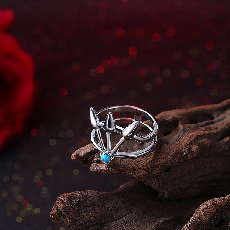 Wholesale Unique vintage curved moon High Quality Natural Turquoise Rings for Women Trendy Jewelry Gifts TGNSR010 0