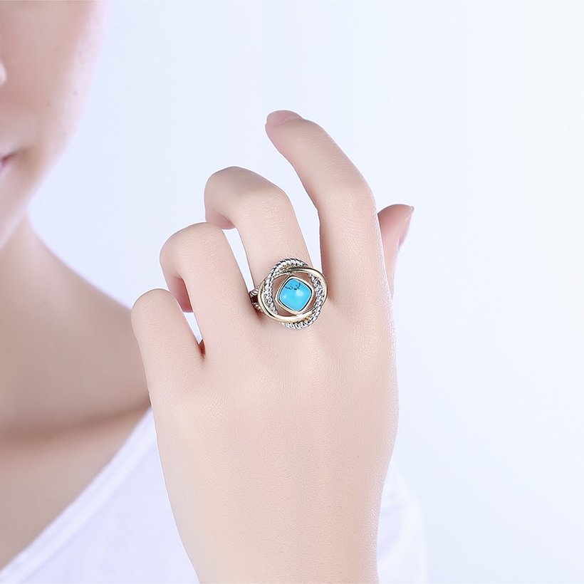 Wholesale Vintage Trendy big square shape Turquoises Rings for Women Gifts Party Wedding Jewelry TGNSR011 0