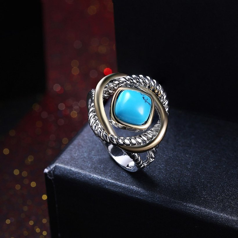Wholesale Vintage Trendy big square shape Turquoises Rings for Women Gifts Party Wedding Jewelry TGNSR011 1