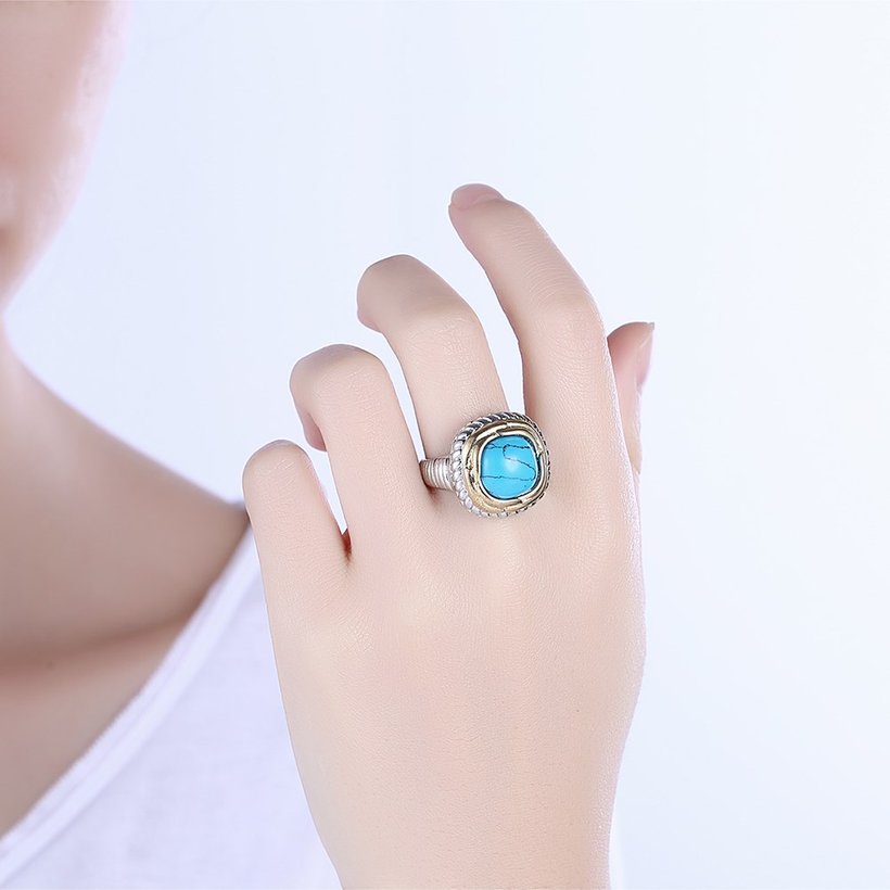 Wholesale Vintage Trendy big square shape Turquoises Rings for Women Gifts Party Wedding Jewelry TGNSR013 0