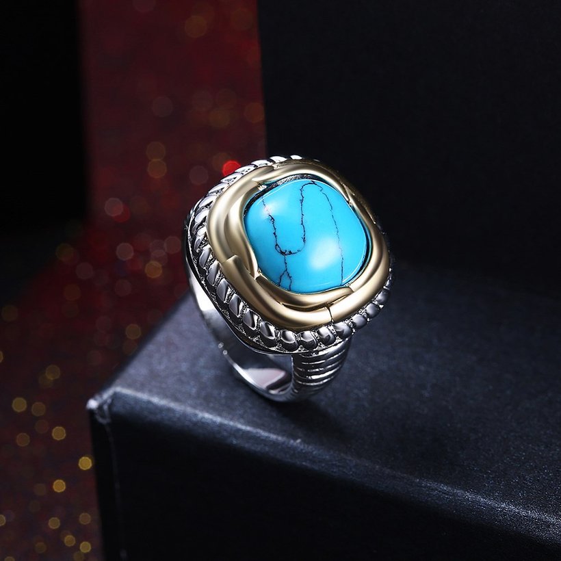 Wholesale Vintage Trendy big square shape Turquoises Rings for Women Gifts Party Wedding Jewelry TGNSR013 1