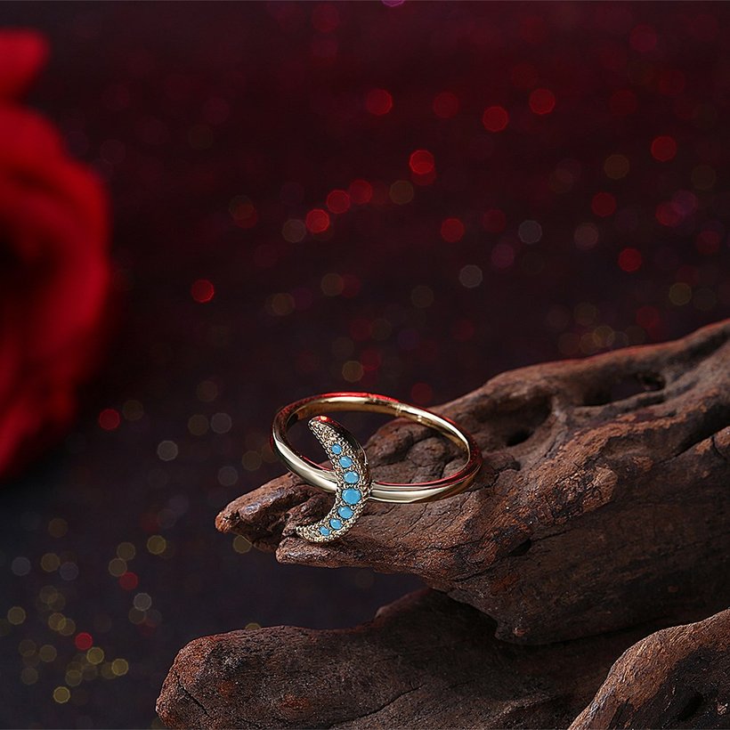 Wholesale Fashion vintage curved moon High Quality Natural Turquoise Rings for Women Trendy Jewelry Gifts TGNSR016 0