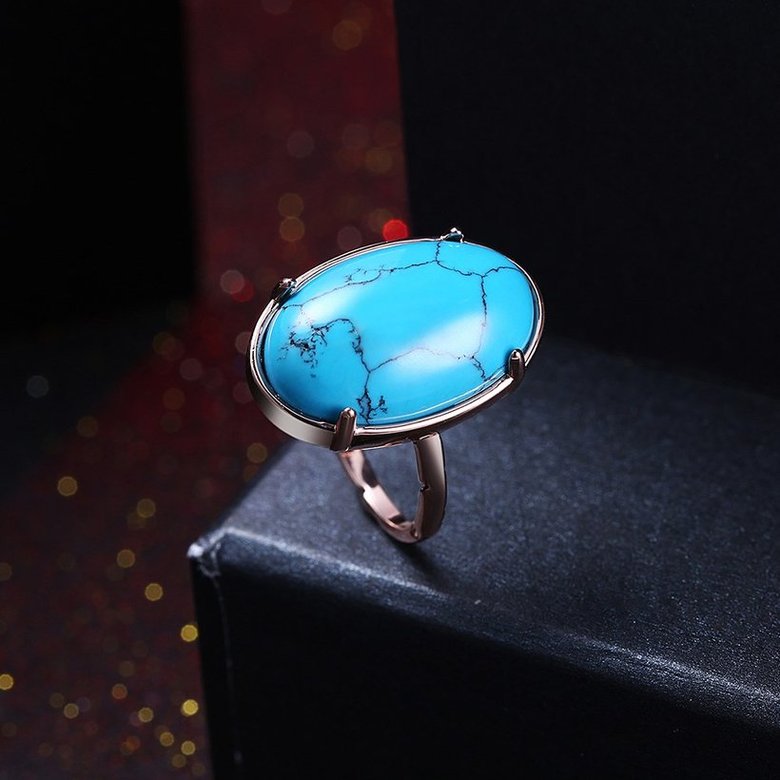 Wholesale jewelry from China Charms Natural Turquoise Rings rose gold Women's Vintage Anniversary Party Gifts TGNSR017 1