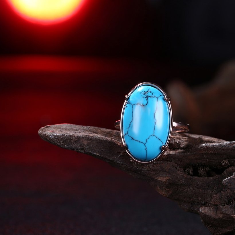 Wholesale jewelry from China Charms Natural Turquoise Rings rose gold Women's Vintage Anniversary Party Gifts TGNSR017 2