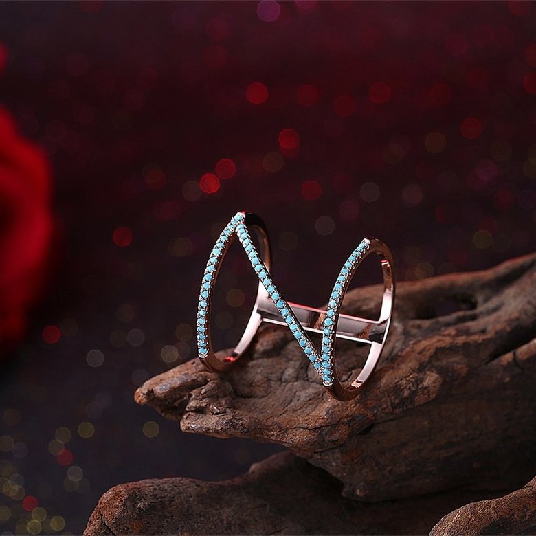 Wholesale Trendy Rose Gold vintage wheel shape High Quality Natural Turquoise Rings for Women Trendy Jewelry Gifts TGNSR019 1