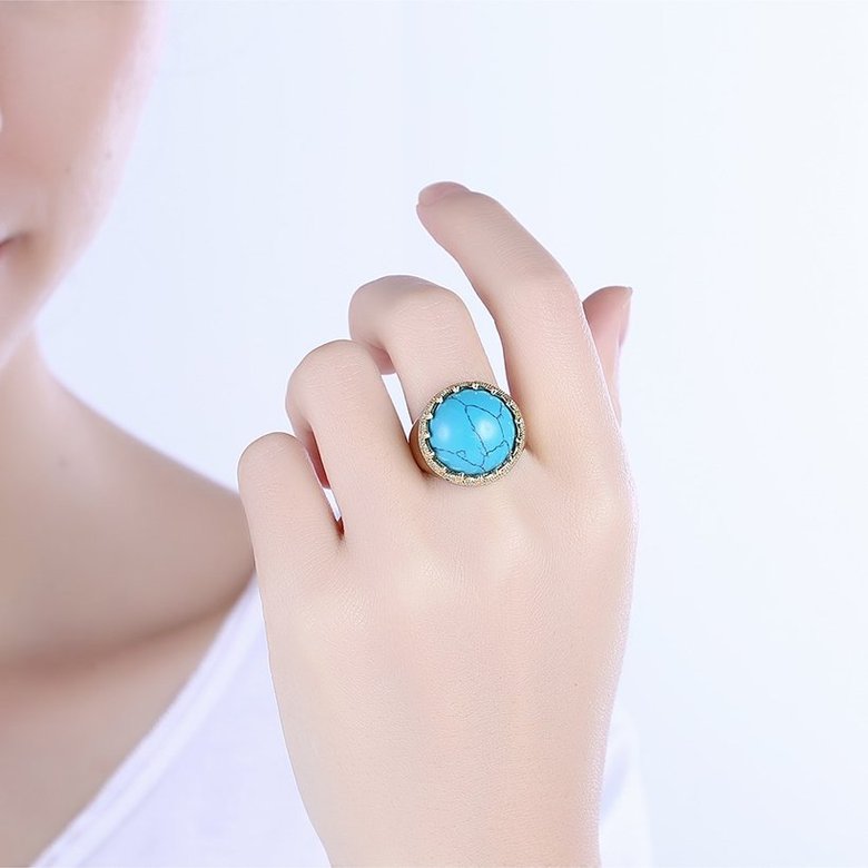 Wholesale Vintage gold Wide Big round Natural Turquoises Rings For women Bohemian Boho Jewelry goldfriend Gifts TGNSR024 0