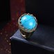 Wholesale Vintage gold Wide Big round Natural Turquoises Rings For women Bohemian Boho Jewelry goldfriend Gifts TGNSR024 2 small